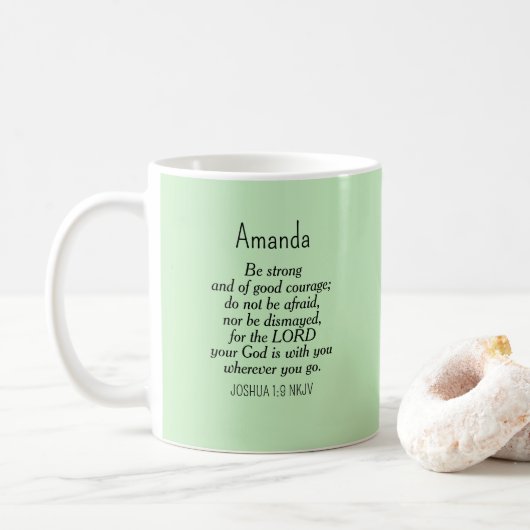 Mug Verte clair Courage Bible Verse Nom personnalisé (Avec donut)