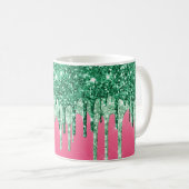 Mug Verte Parties scintillant gouttes Pink Glam Trendy (Devant droit)