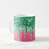 Mug Verte Parties scintillant gouttes Pink Glam Trendy (Devant gauche)