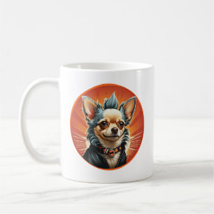 Mug Veste moto punk rock Chihuahua avec mohawk