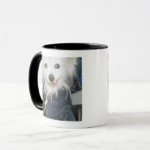 Mug Vêtements de port d'un chien blanc (Devant gauche)