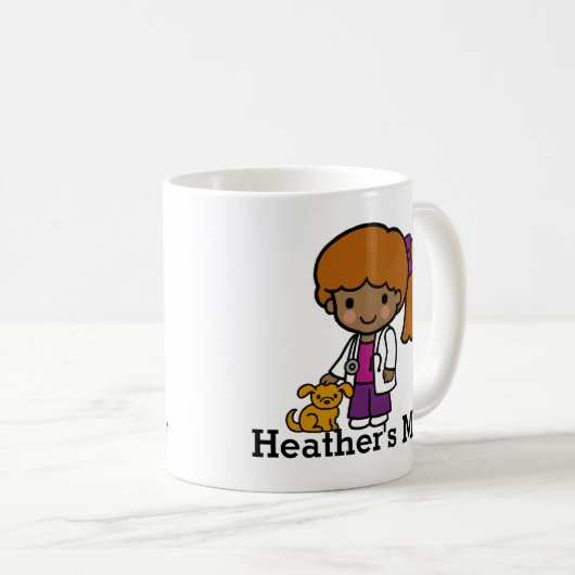 Mug Vétérinaire mignonne fille avec chiot (Devant droit)
