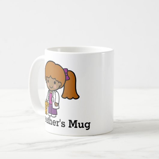 Mug Vétérinaire mignonne fille avec chiot (Devant gauche)