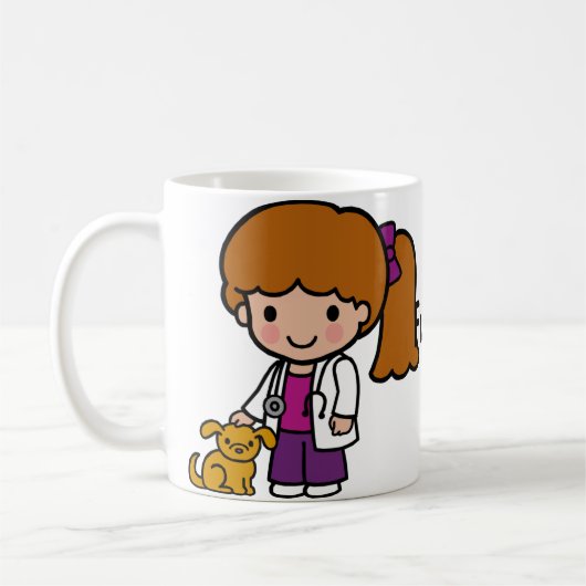 Mug Vétérinaire mignonne fille avec chiot (Gauche)