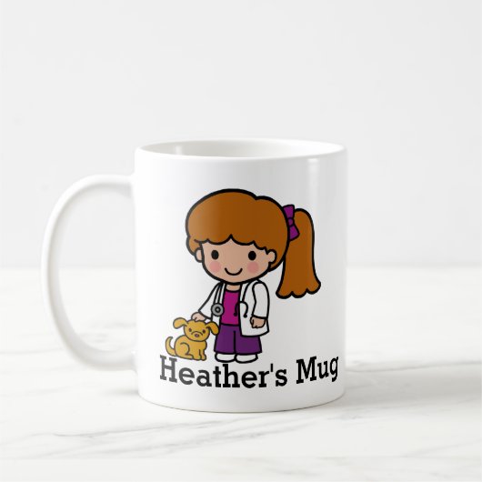 Mug Vétérinaire mignonne fille avec chiot (Gauche)