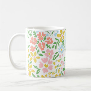Mug Vetor motif coloré floral transparent sur un blanc