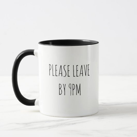 Mug Veuillez quitter avant 21 h (Gauche)