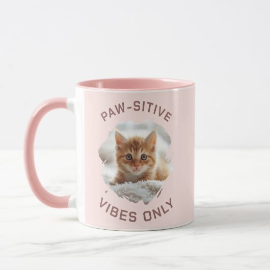 Mug Vibes à mâchoires seulement chat photo rose (Gauche)