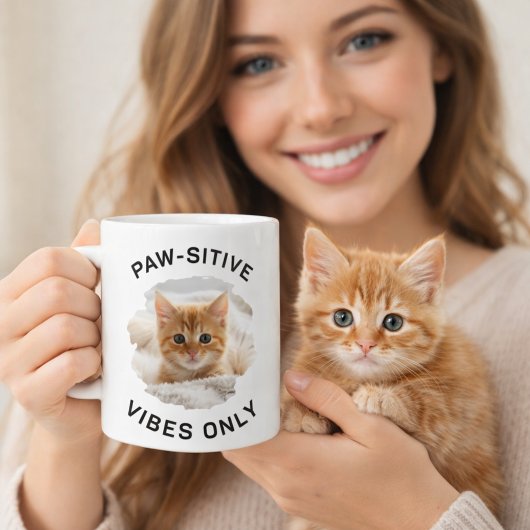 Mug Vibes à mâchoires seulement photo de chat