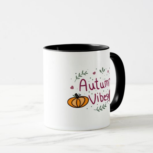 Mug Vibes Automne Feuilles, Acornes Citrouilles (Devant droit)