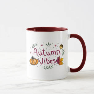 Mug Vibes Automne Feuilles Automne, Acorns Citrouille 
