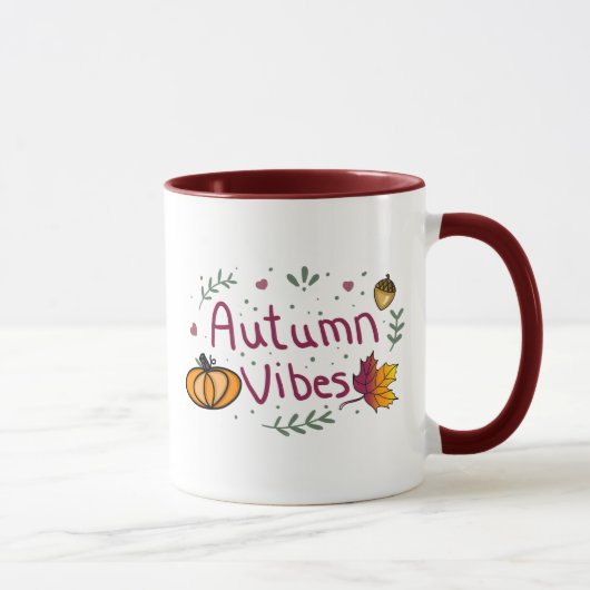Mug Vibes Automne Feuilles Automne, Acorns Citrouille  (Droite)