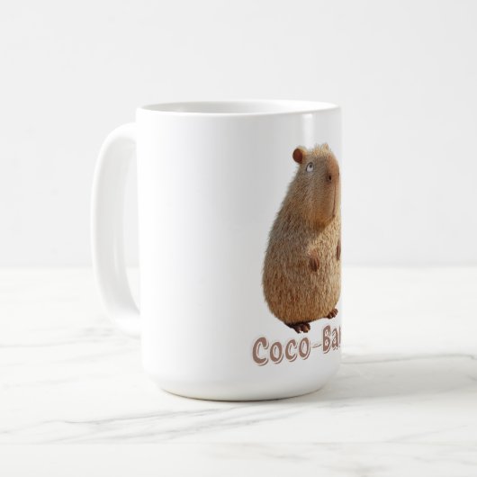 Mug Vibes Coco-Bara. Coeur Capybara : Couture de coco (Devant gauche)