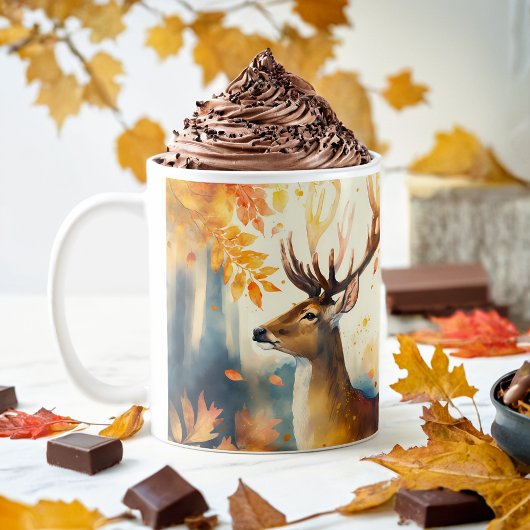Mug Vibes d'automne Aquarelle Cerf -