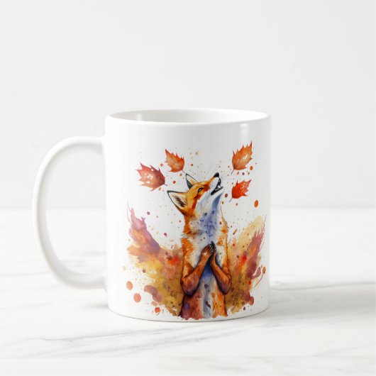 Mug Vibes d'automne Aquarelle Fox - (Gauche)