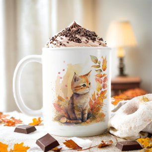 Mug Vibes d'automne Aquarelle Kitten -