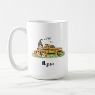 Mug Vibes de automne Leopard Gnome Tournesol Jaune Pic