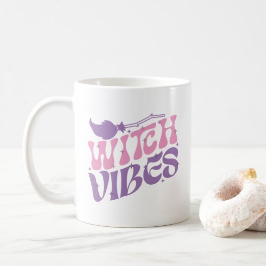 Mug Vibes de sorcière Halloween Magique Broom (Avec donut)