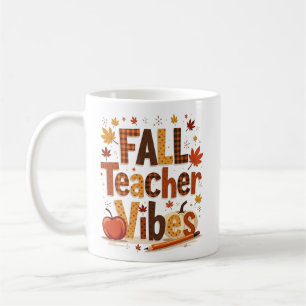 Mug Vibes d'enseignant d'automne Retro Cute d'automne