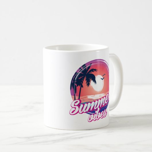 Mug Vibes d'été du coucher de soleil tropical (Devant droit)