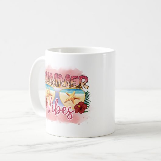 Mug Vibes d'été | Épée | Plage côtière (Devant gauche)