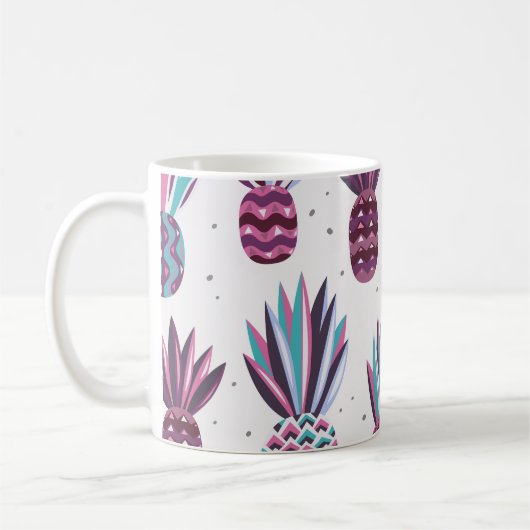 Mug Vibes d'été : Motif d'ananas, points colorés (Gauche)