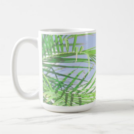 Mug Vibes d'été Palm Tree Feuilles Pale Green Pastel (Gauche)