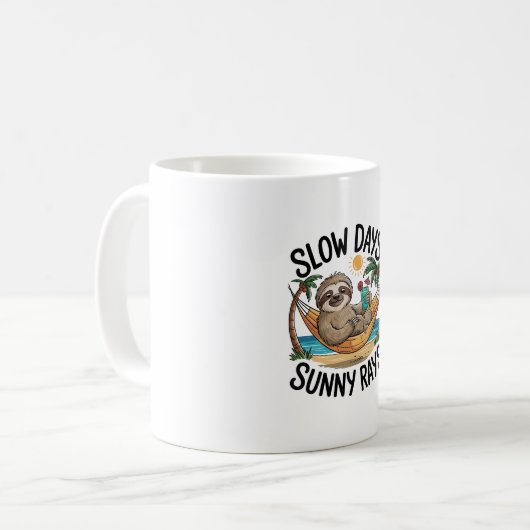 Mug Vibes d'été Sloth Funny Lazy Float (Devant gauche)