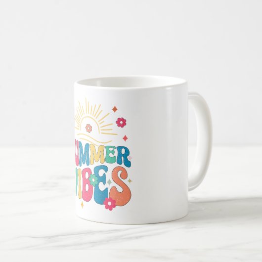 Mug Vibes d'été Super rétro tournesol Bonjour été V (Devant droit)