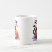Mug Vibes d'Halloween - Chat Citrouille brillant (Centre)