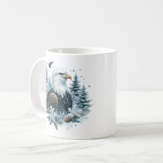 Mug Vibes d'hiver Aquarelle Aigle chauve (Devant gauche)