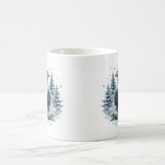 Mug Vibes d'hiver Aquarelle Aigle chauve (Centre)