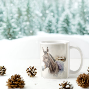 Mug Vibes d'hiver Aquarelle âne