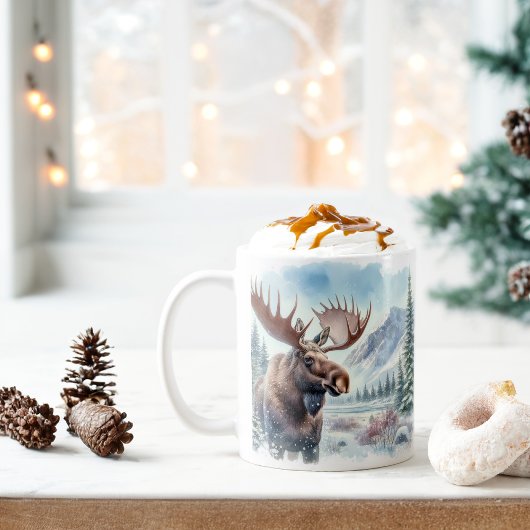 Mug Vibes d'hiver Aquarelle Moose -