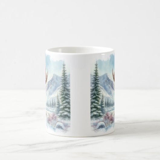 Mug Vibes d'hiver Aquarelle Moose - (Centre)