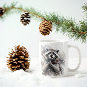 Mug Vibes d'hiver Aquarelle Raccoon