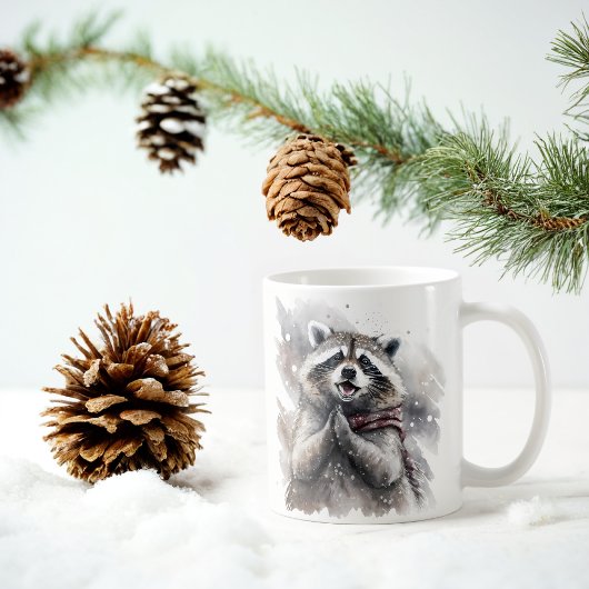 Mug Vibes d'hiver Aquarelle Raccoon