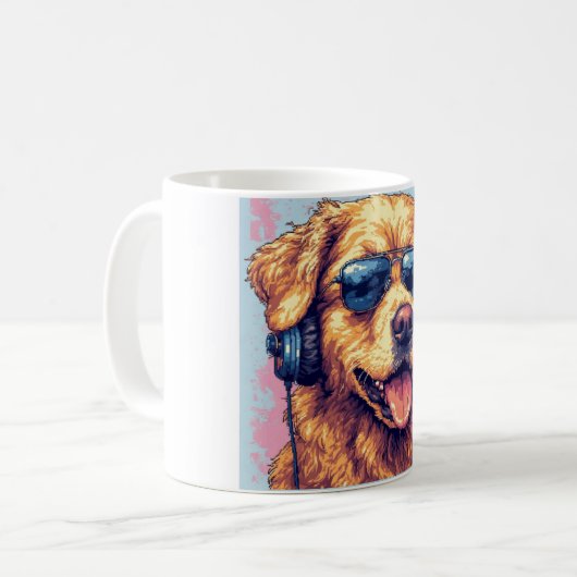 Mug Vibes d'or seulement - Chien froid avec casque et (Devant gauche)