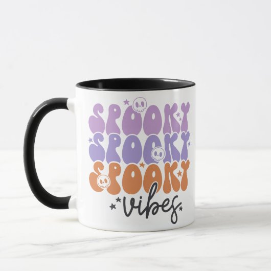 Mug Vibes éffrayantes Crânes Étoiles Blancs d'Hallowee (Gauche)