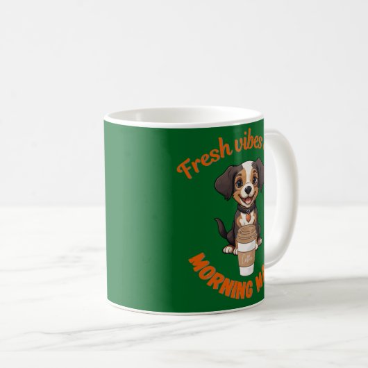 Mug Vibes fraîches et café Jouer Chiot Artwor numériqu (Devant droit)