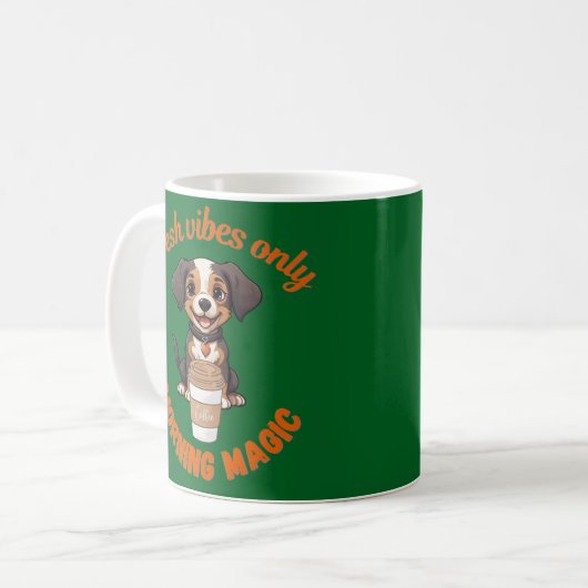 Mug Vibes fraîches et café Jouer Chiot Artwor numériqu (Devant gauche)