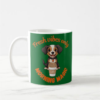 Mug Vibes fraîches et café Jouer Chiot Artwor numériqu