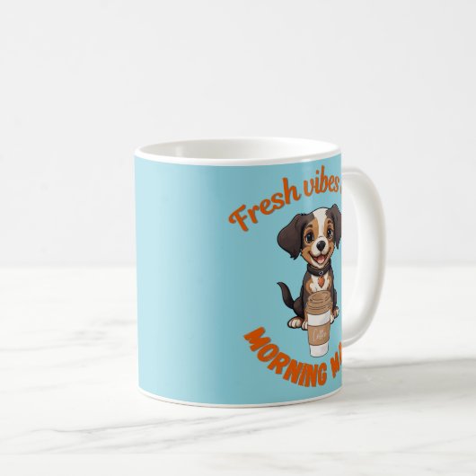 Mug Vibes fraîches et café Jouer Chiot Artwor numériqu (Devant droit)