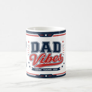 Mug Vibes Papa Rouge Navy Rétro 2 Conception de Photo