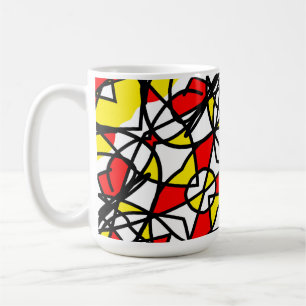 Mug Vibes positives de l'art Abstrait Jaune Rouge Noir