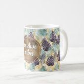 Mug Vibes positives des Feuilles d'or vert violet trop (Devant droit)