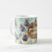 Mug Vibes positives des Feuilles d'or vert violet trop (Devant gauche)
