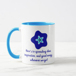 Mug Vibes positives minimalistes Floral Blue Evil Eye 