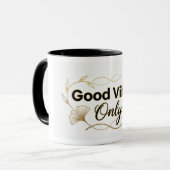 Mug Vibes Positives Uniquement - Design Minimaliste Fl (Devant gauche)