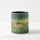 Mug Vibrant Anime Deer in Tall Grass Forest Scene (Centre)